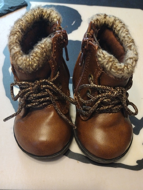 wonder nation Other - wonder nation Brown Faux-Leather Knit Cuff Kids Boots